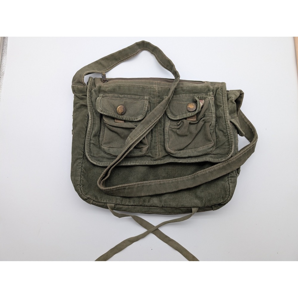 Abercrombie & Fitch Corduroy Messenger Bag Olive Green Y2K AF-0918 Spec 198